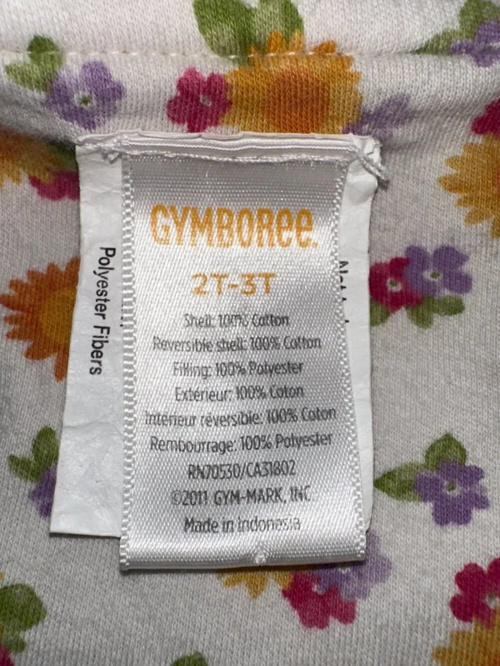 Gymboree 2011 Reversible Quilted Hooded Jacket Sz 2T-3T Yellow & Ditsy Floral
